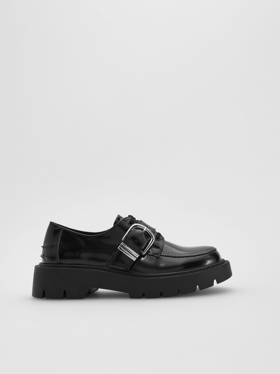 Loafersy z klamrą - czarny - RESERVED