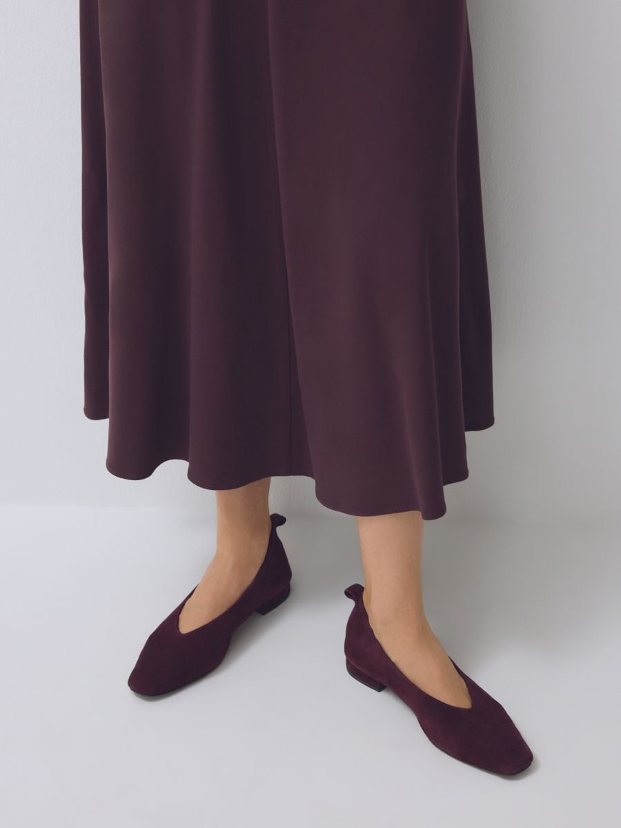 Wildleder-Ballerinas mit Raffung - mahagoni - RESERVED