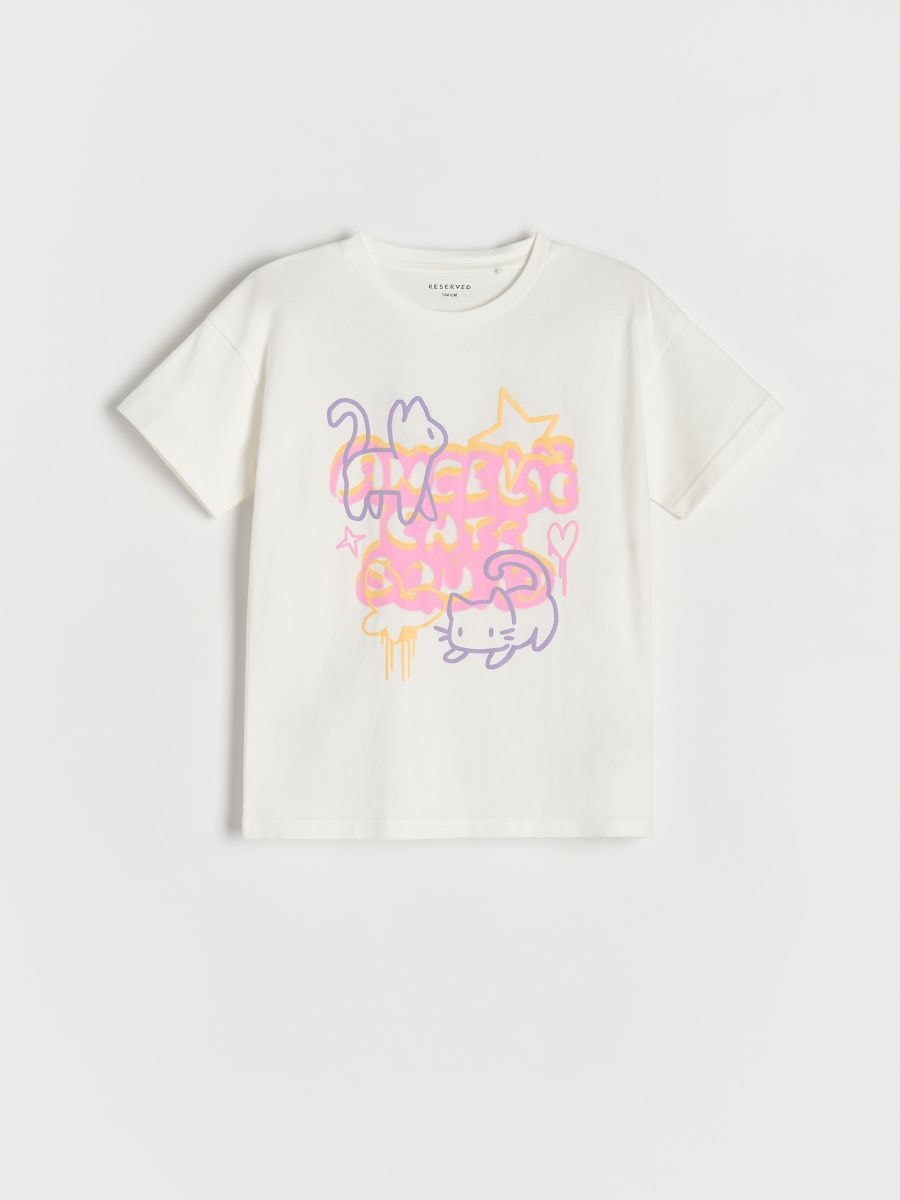 Cotton T-shirt with print - cream - RESERVED - 3