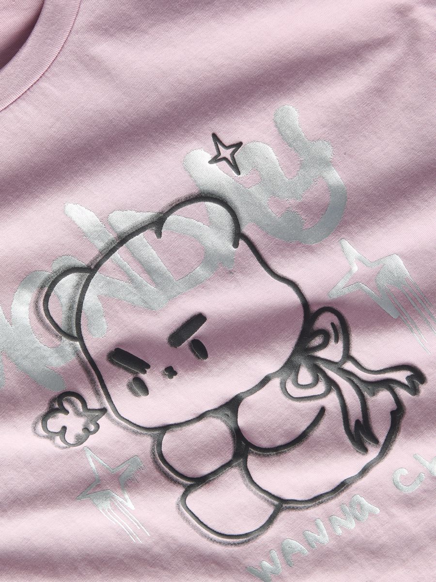 Cotton T-shirt with print - dusty rose - RESERVED - 4