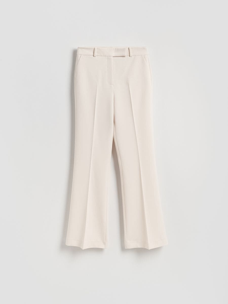Flare trousers with pressed crease - cream - RESERVED