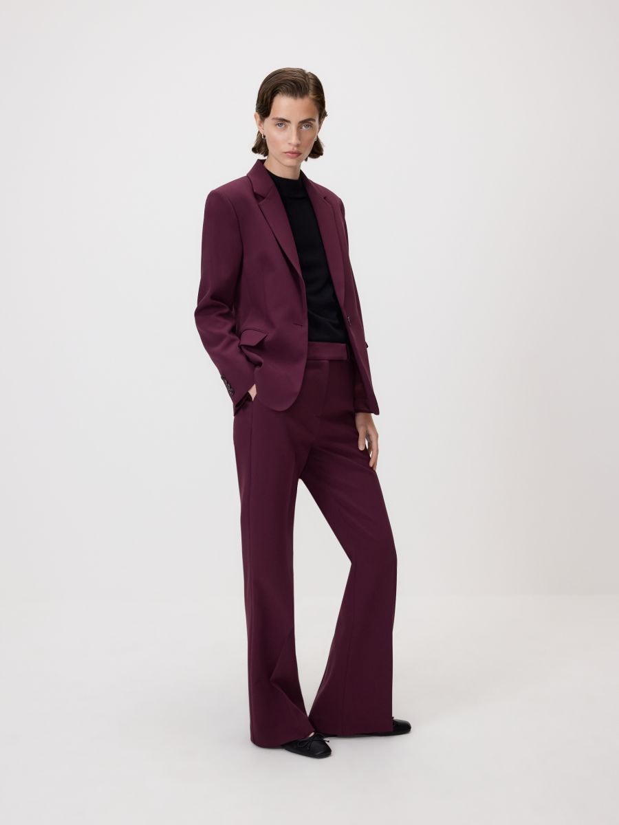 Flare trousers with pressed crease - burgundy - RESERVED