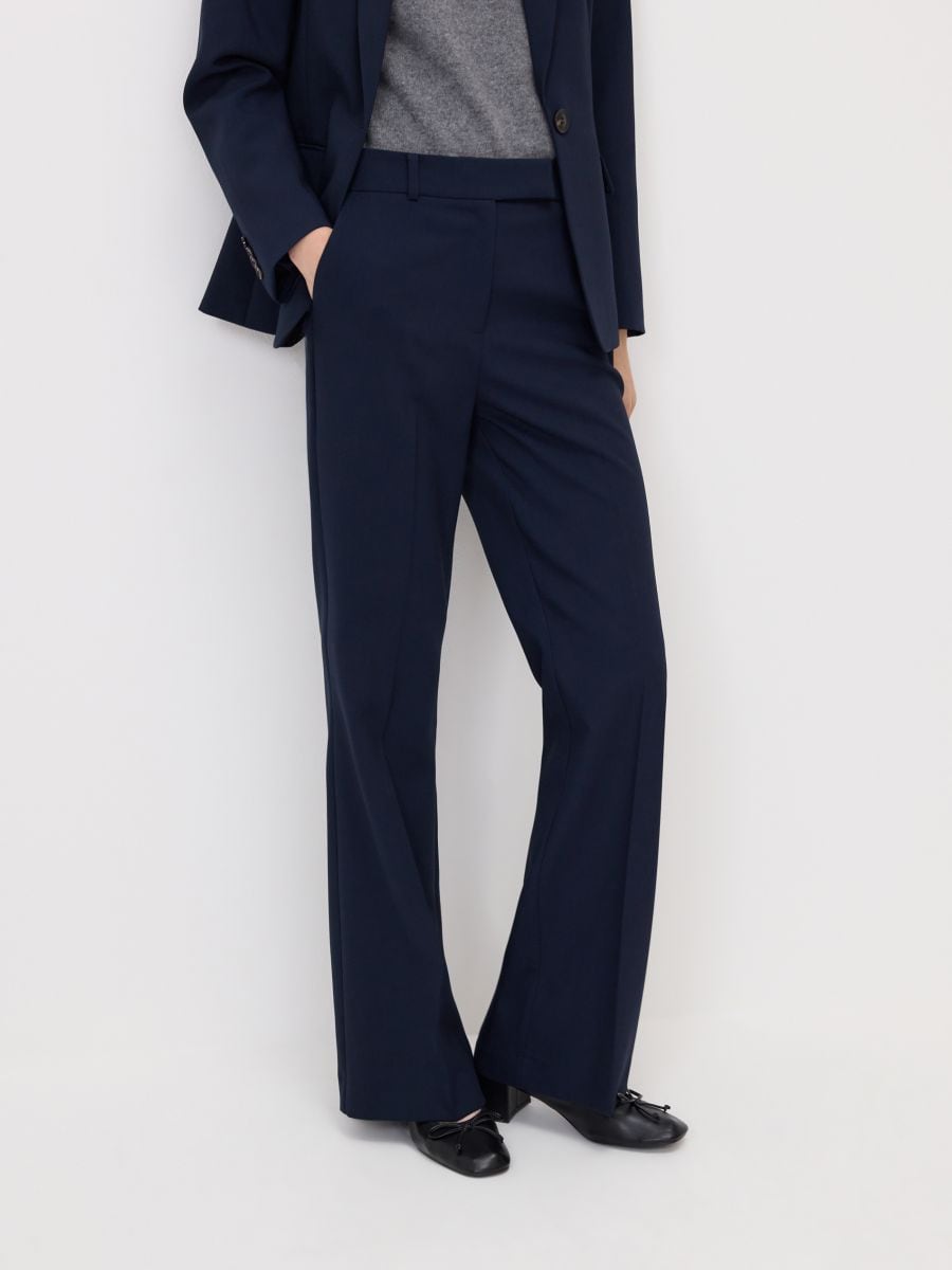 Flare trousers with pressed crease - navy - RESERVED