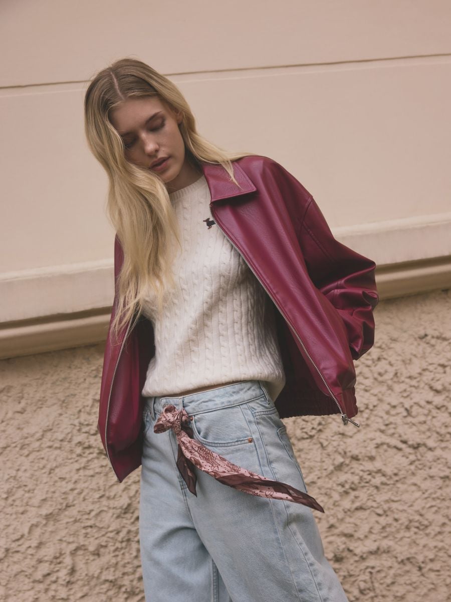 Embroidered jumper - nude - RESERVED