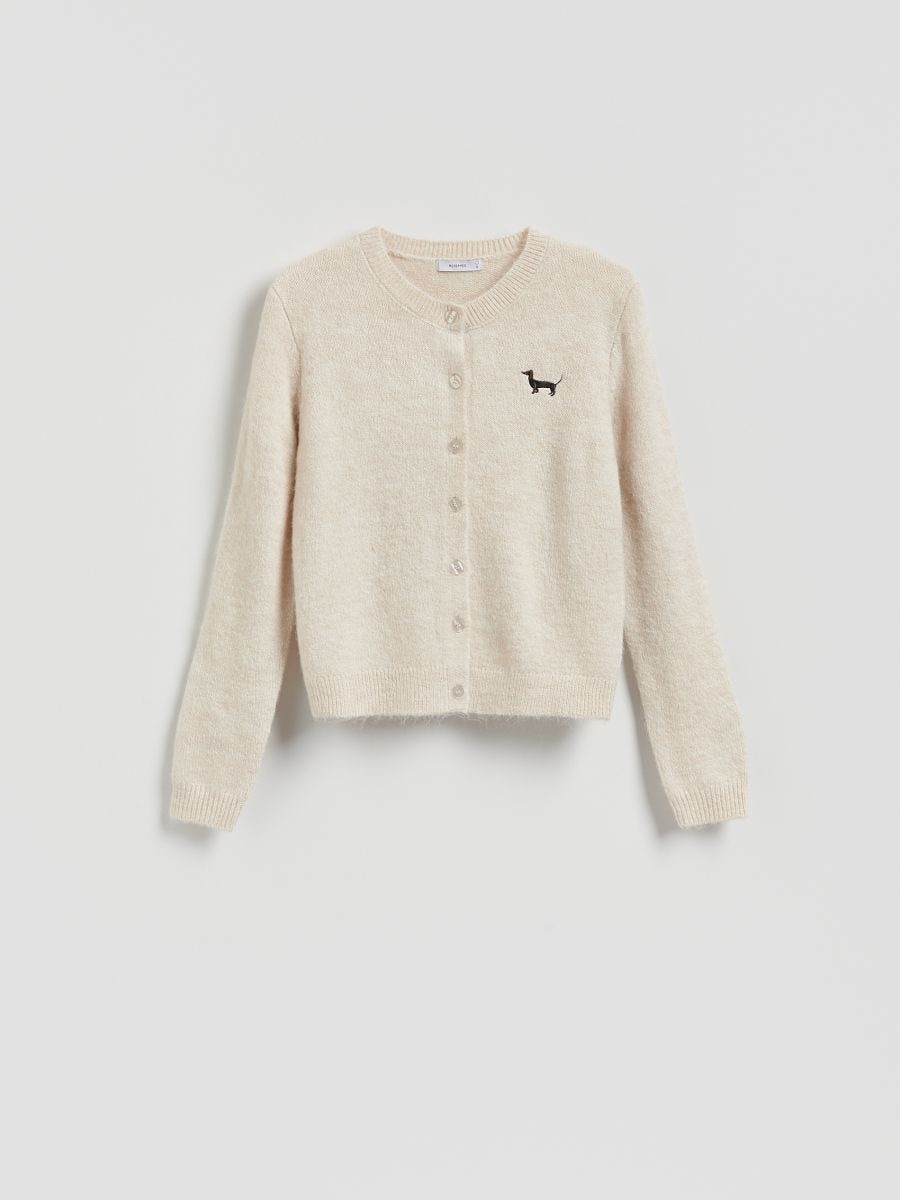 Cardigan with embroidery - nude - RESERVED