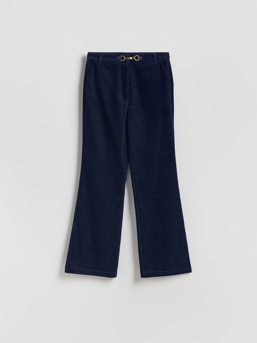 Straight corduroy trousers - navy - RESERVED