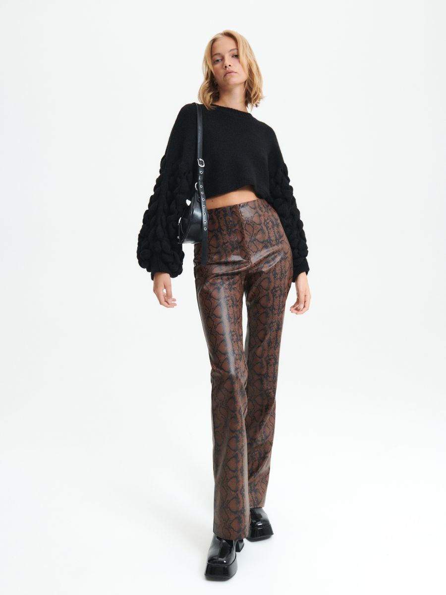 Faux leather trousers COLOUR light olive - RESERVED - 0805P-81X