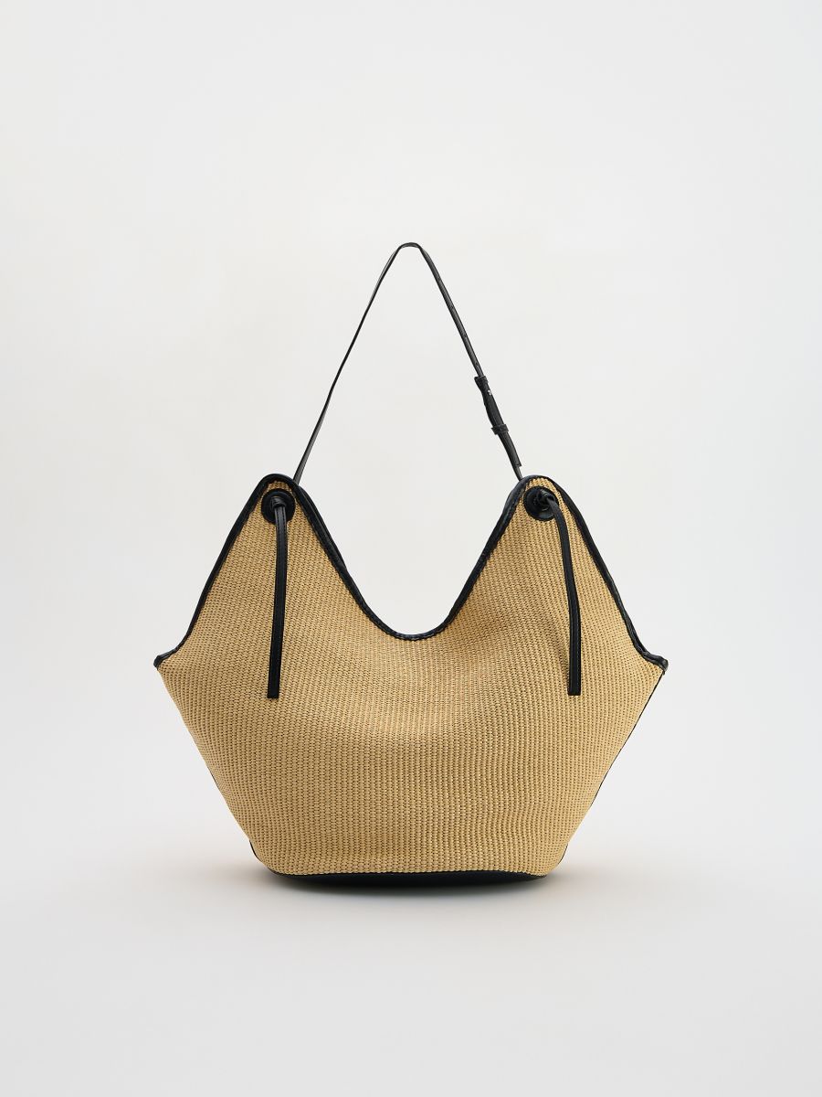 Woven beach bag - wheat - RESERVED