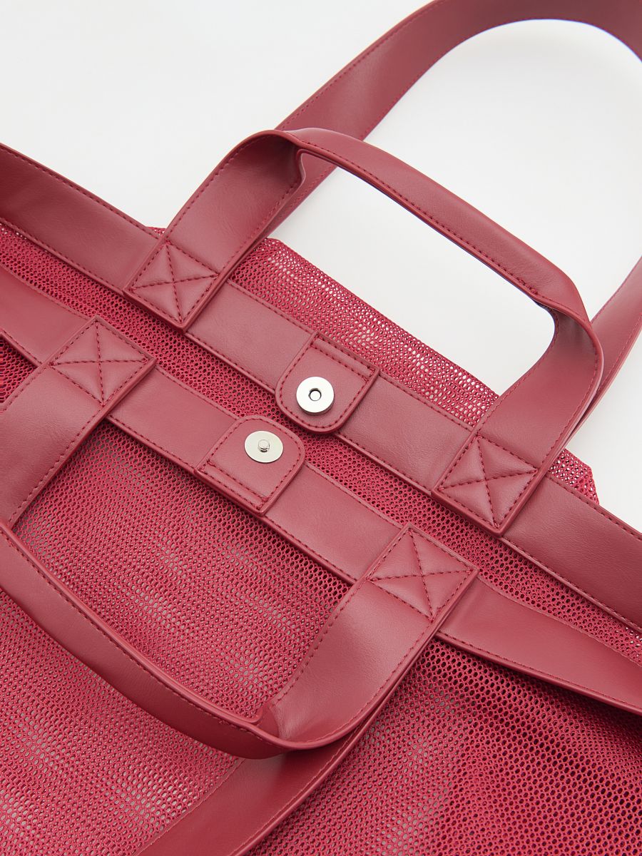 Mesh shopper bag - carmine - RESERVED - 4