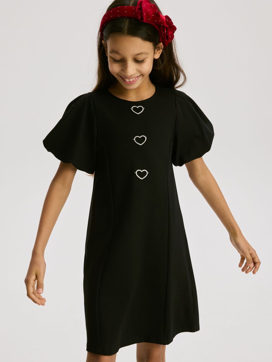 сукня з об’ємними рукавами - чорний - RESERVED