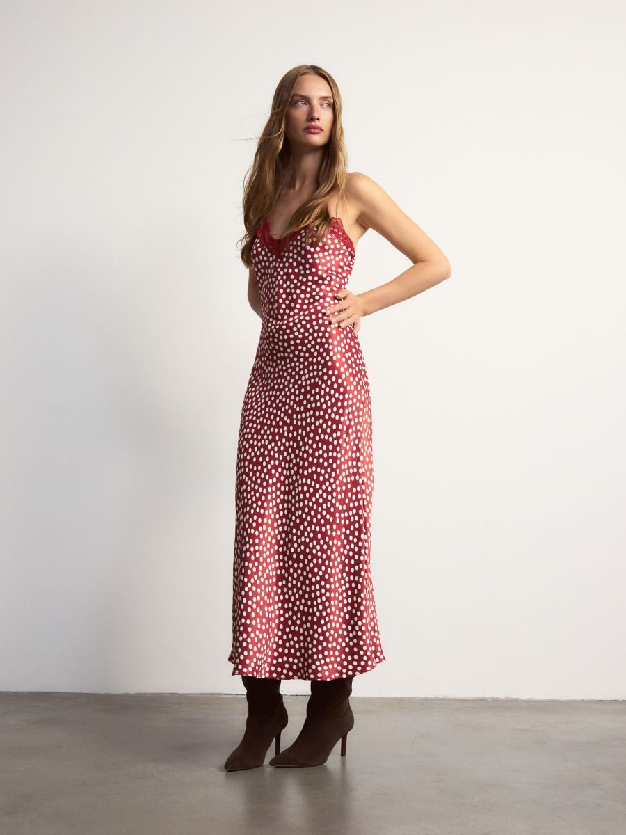 Maxi dress with lace - multicolor - RESERVED