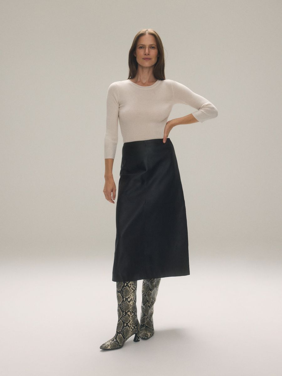 Wool blouse with silk blend - cream - RESERVED - 2