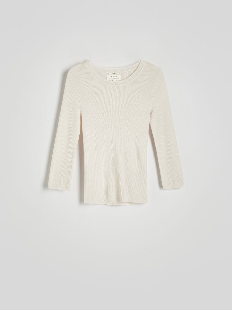 Wool blouse with silk blend - cream - RESERVED - 5