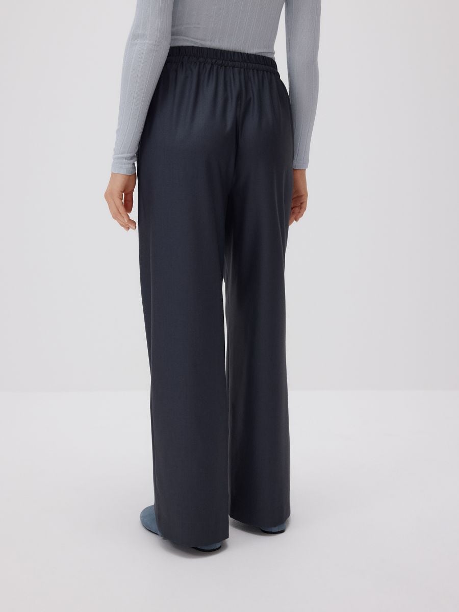 Wide-leg tie-waist trousers - light grey - RESERVED - 4