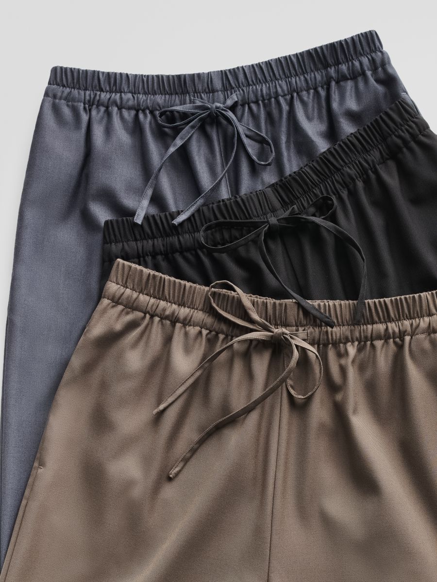 Wide-leg tie-waist trousers - light grey - RESERVED - 6