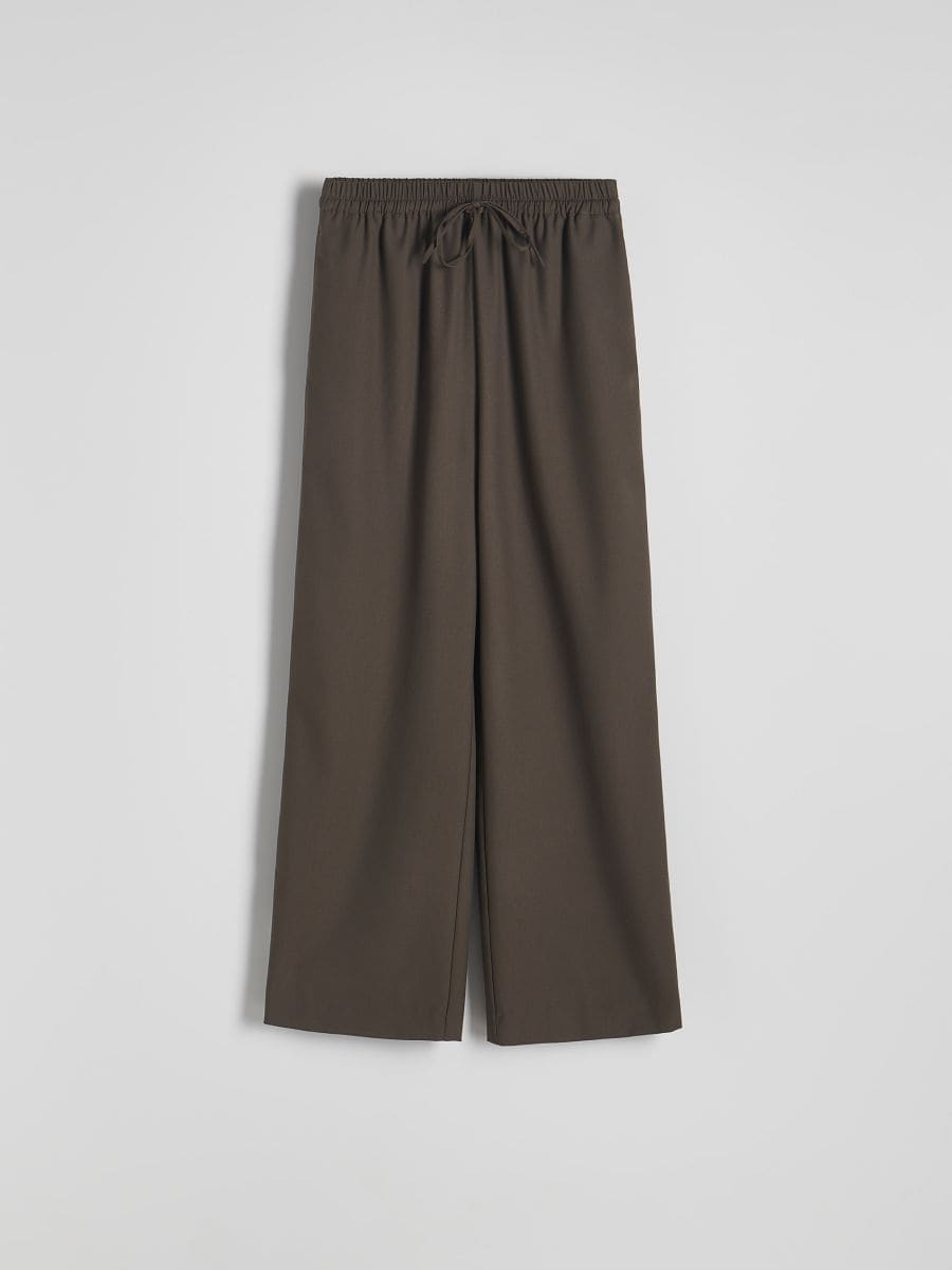 Wide-leg tie-waist trousers - brown - RESERVED - 6