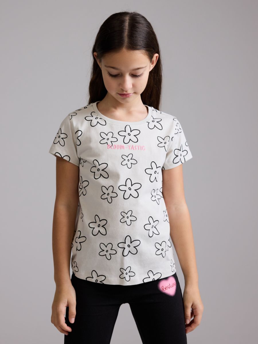 Cotton T-shirt with print - light grey - RESERVED - 4