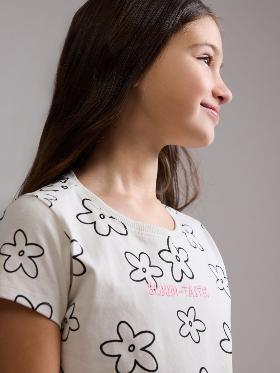Cotton T-shirt with print - light grey - RESERVED - 3