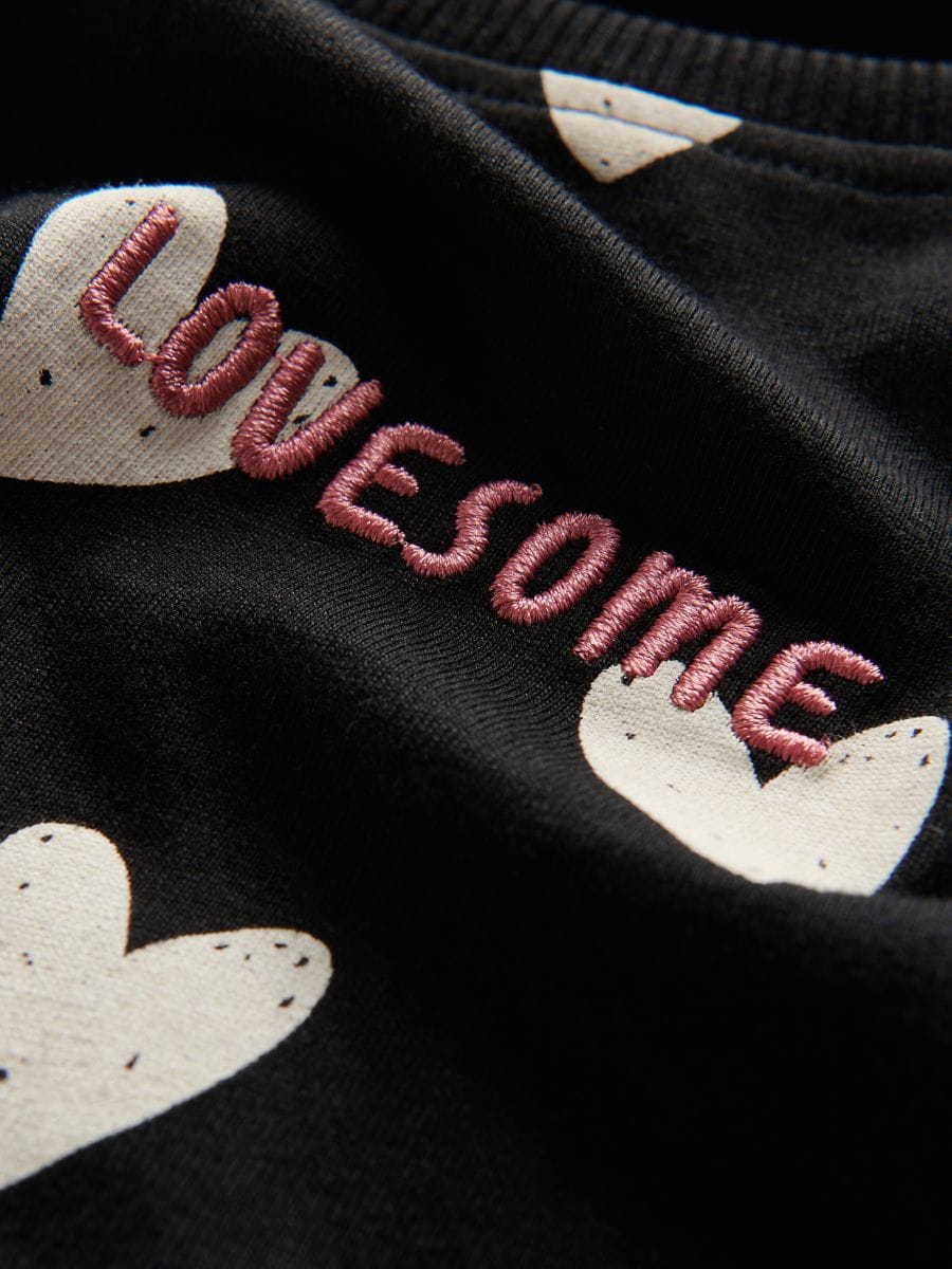 Heart pattern cotton T-shirt - black - RESERVED - 3