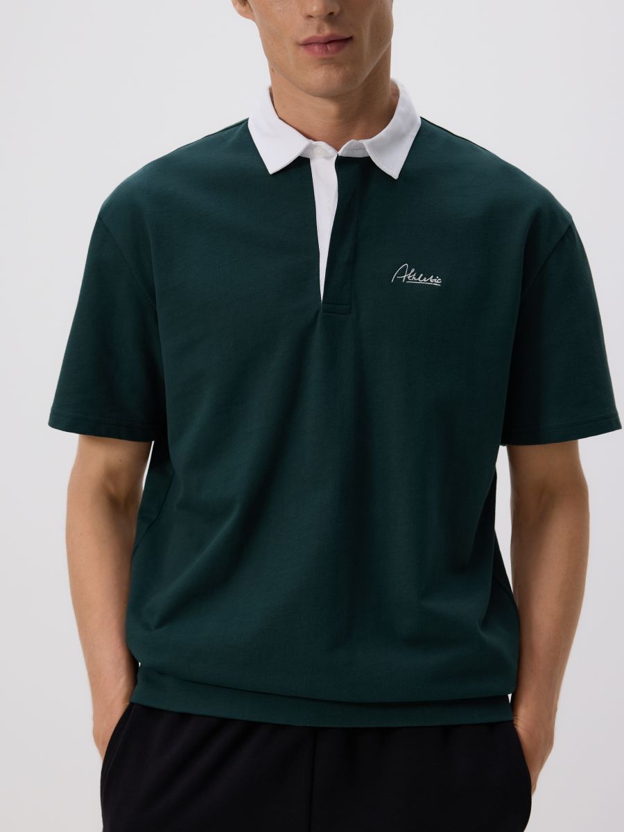 Tricou polo comfort fit - verde-închis - RESERVED