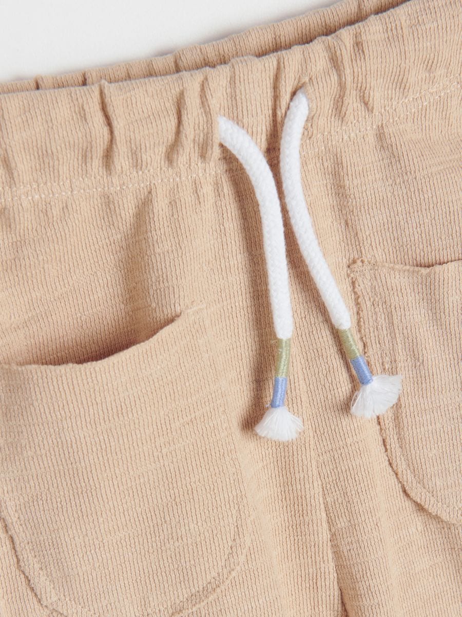 Structural fabric trousers with pockets - beige - RESERVED - 3