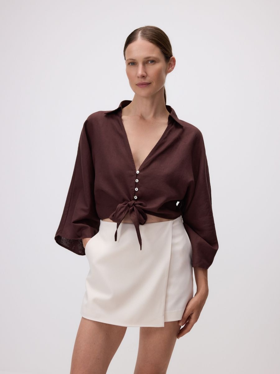 Skort in viscose blend - cream - RESERVED