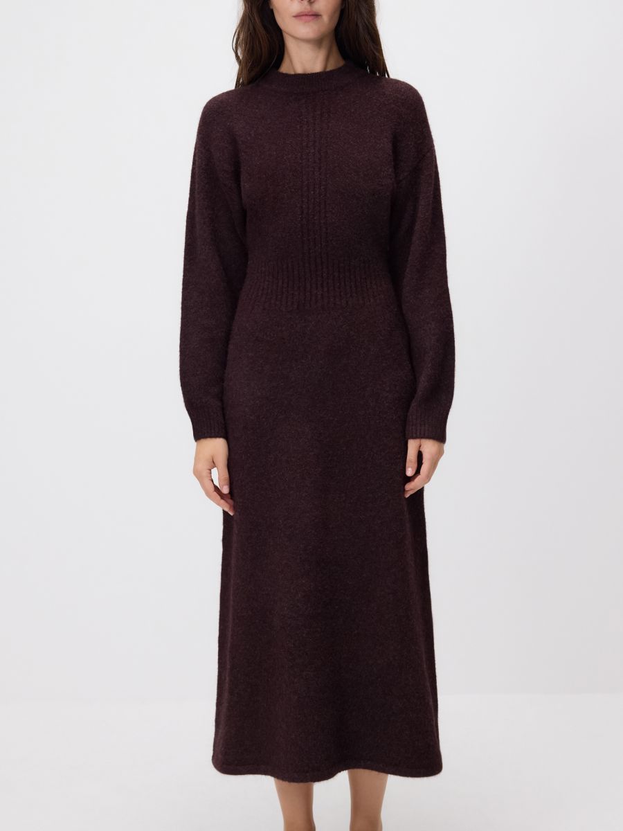 Dress with wool blend - mahogany - RESERVED