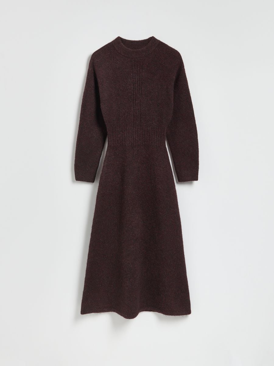 Dress with wool blend - mahogany - RESERVED