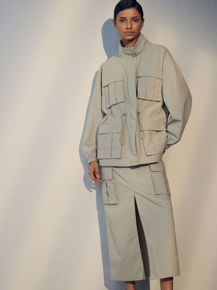 Nylon jacket with stand up collar - beige - RESERVED - 6