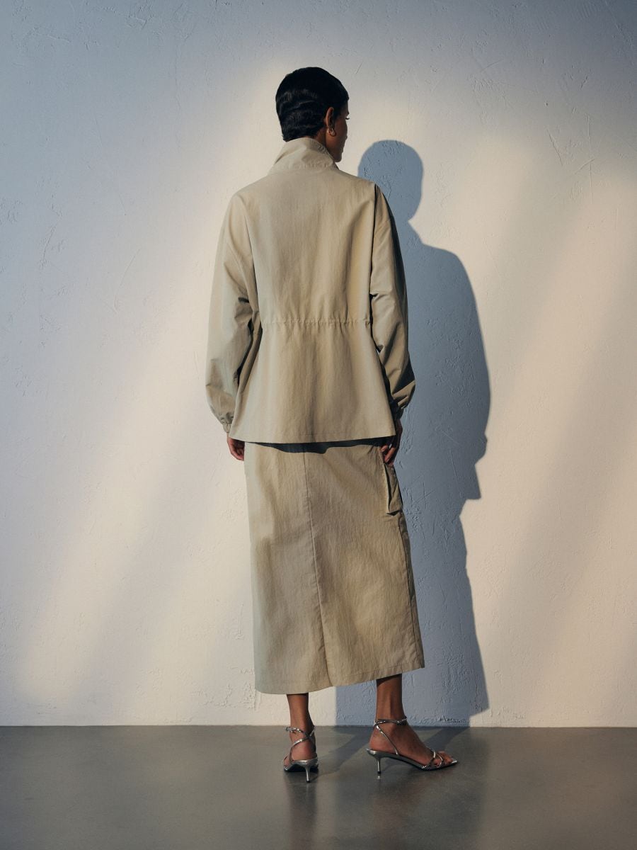 Nylon jacket with stand up collar - beige - RESERVED - 8