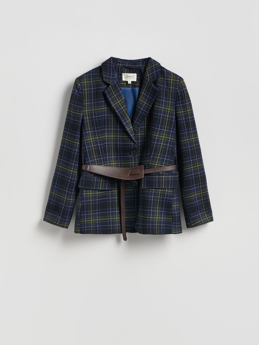 Blazer with decorative belt - multicolor - RESERVED