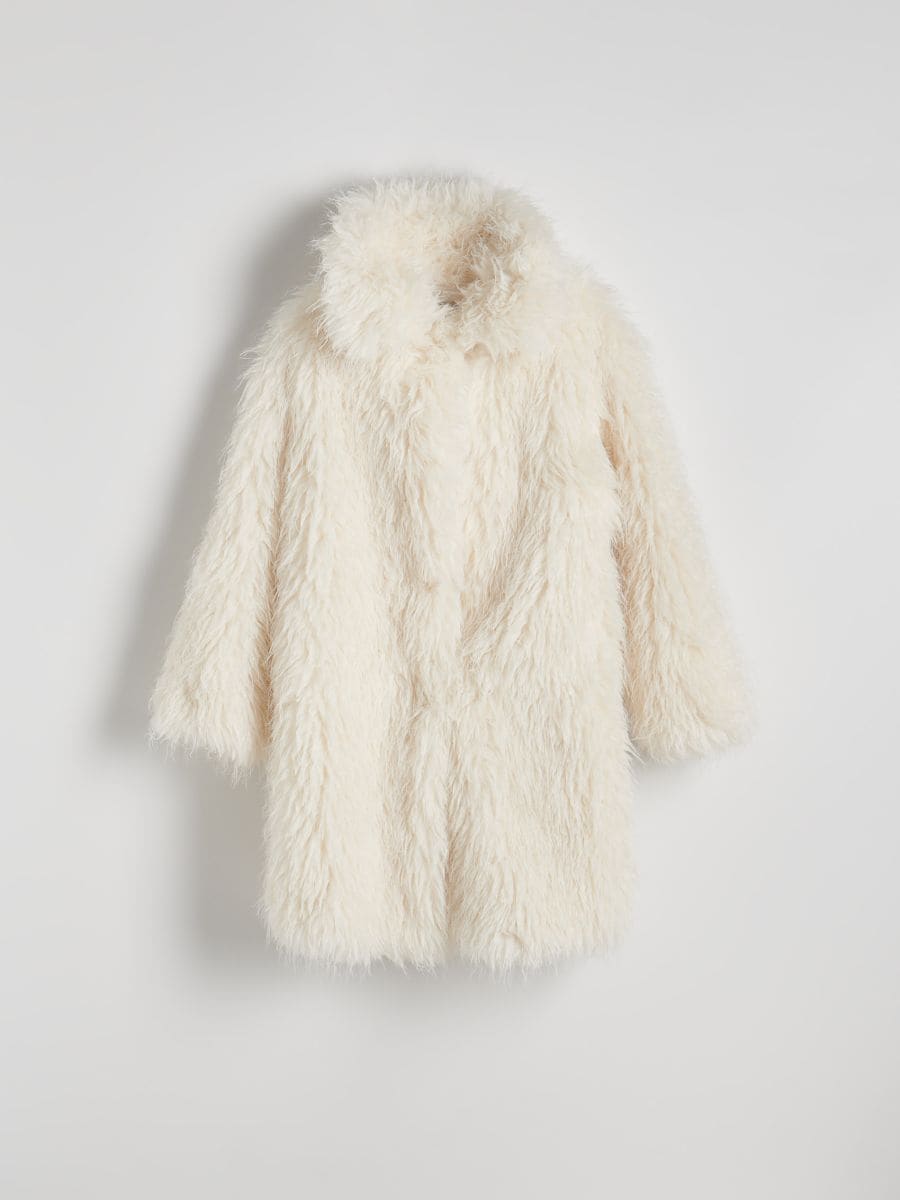 Kunstkarusnahast mantel oversize - kreemvalge - RESERVED - 7