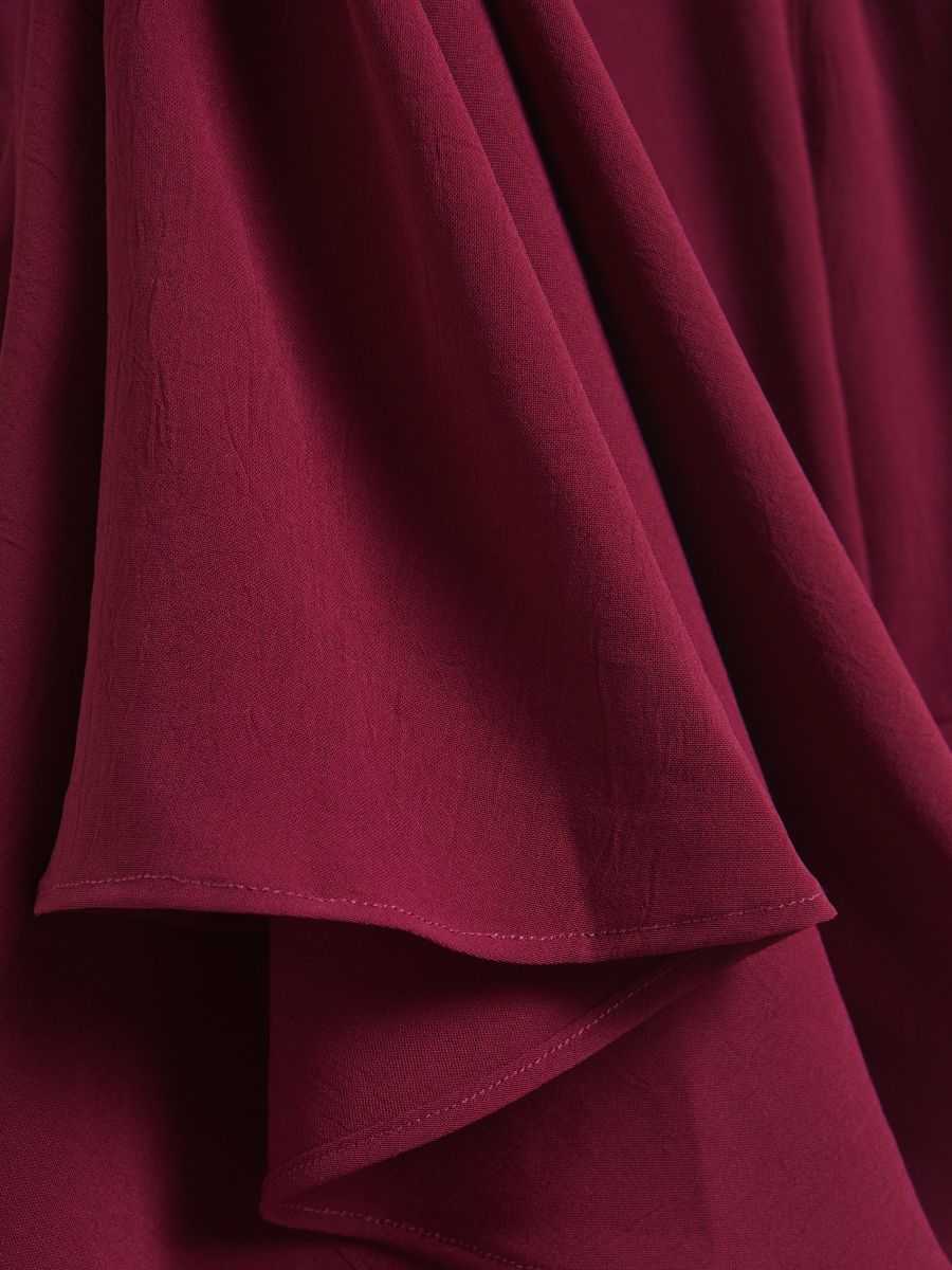 Асиметричен фустан со набори - burgundy - RESERVED - 2