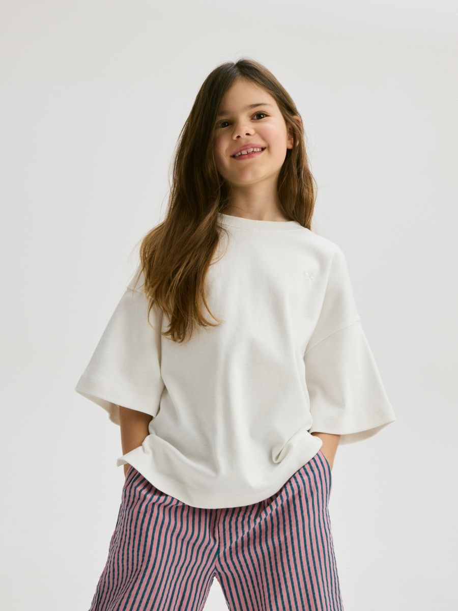 T-shirt with embroidery detailing - cream - RESERVED - 4