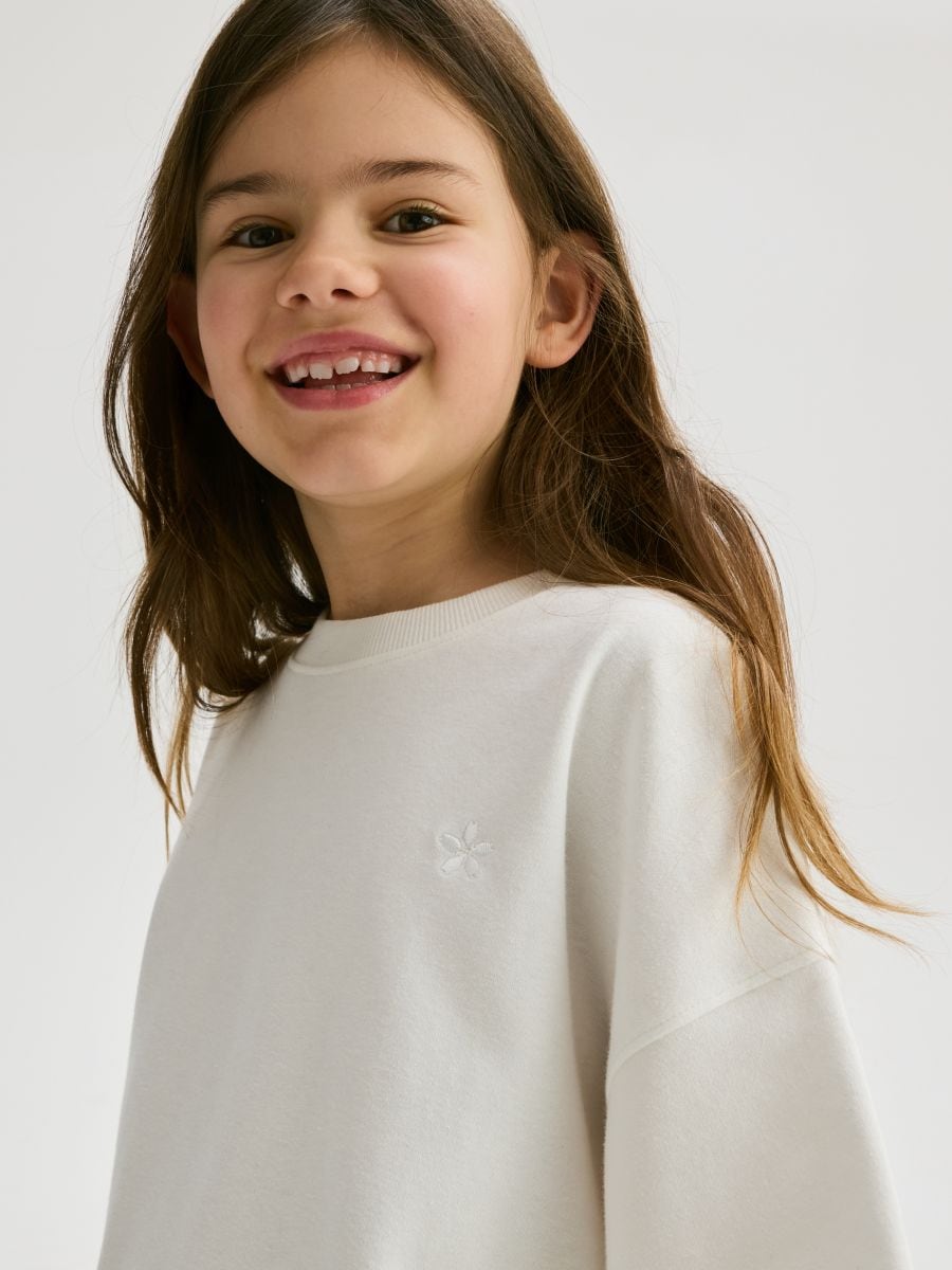 T-shirt with embroidery detailing - cream - RESERVED - 3