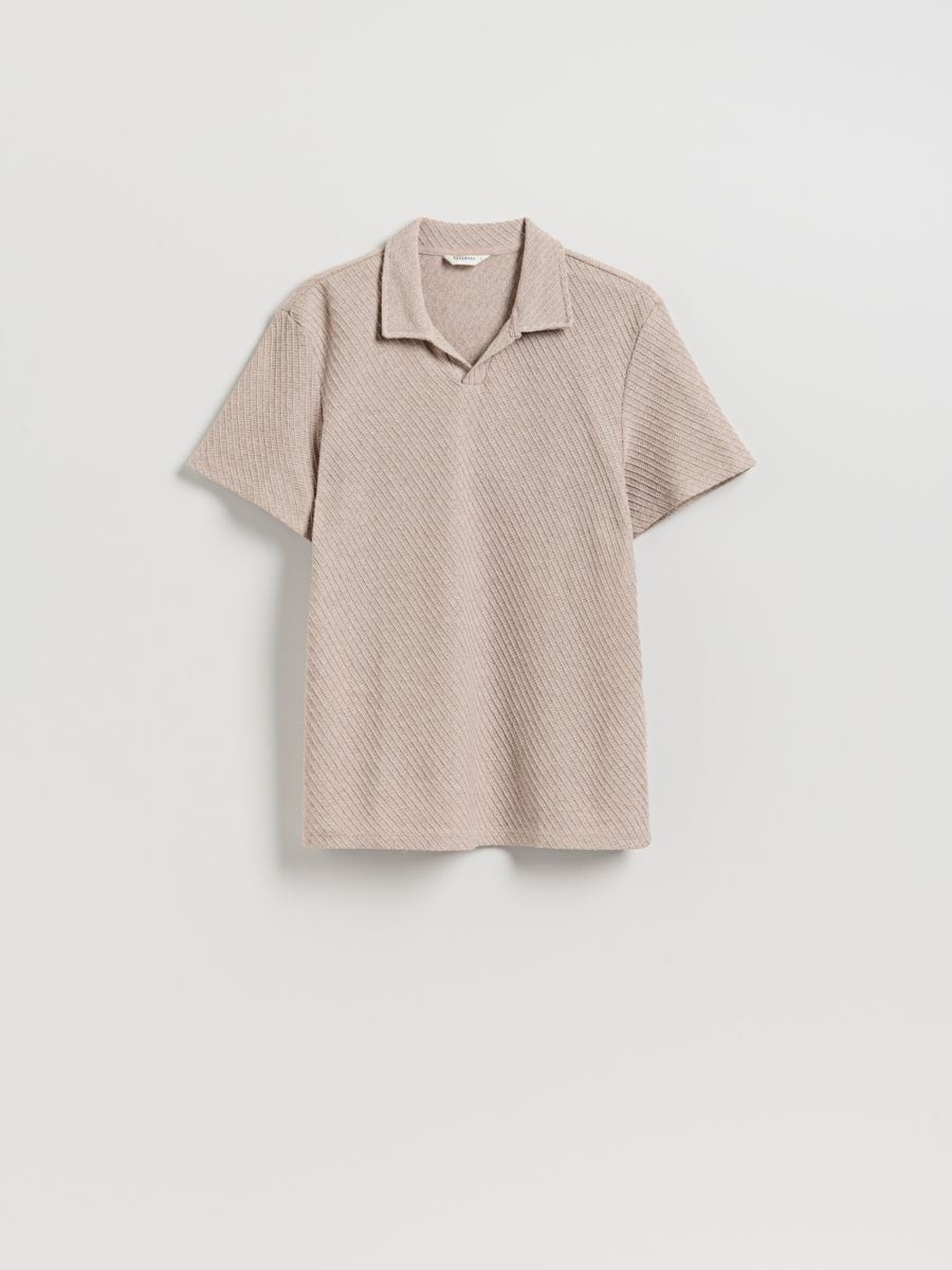Polohemd im Comfort-Fit aus Strukturstoff - beige - RESERVED
