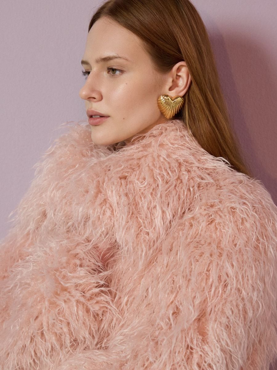 Gold-plated heart-shaped earrings - golden - RESERVED