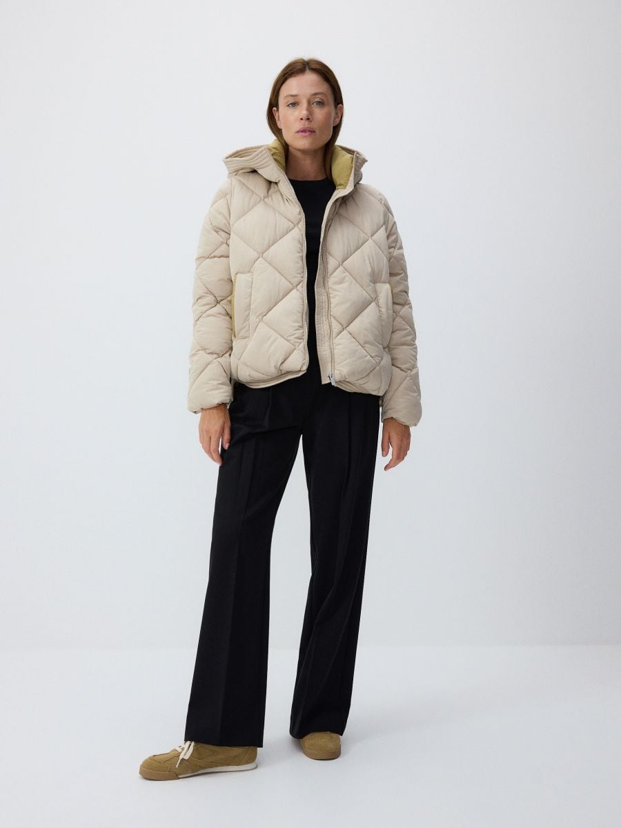 Quilted jacket with hood - beige - RESERVED - 2