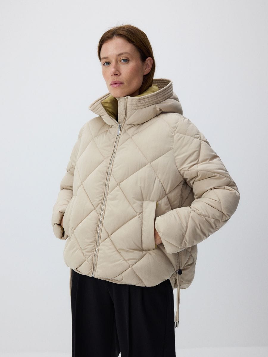 Quilted jacket with hood - beige - RESERVED - 3