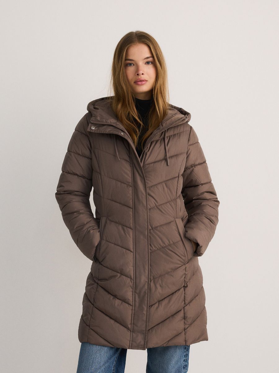 Quilted jacket with hood - taupe - RESERVED - 2