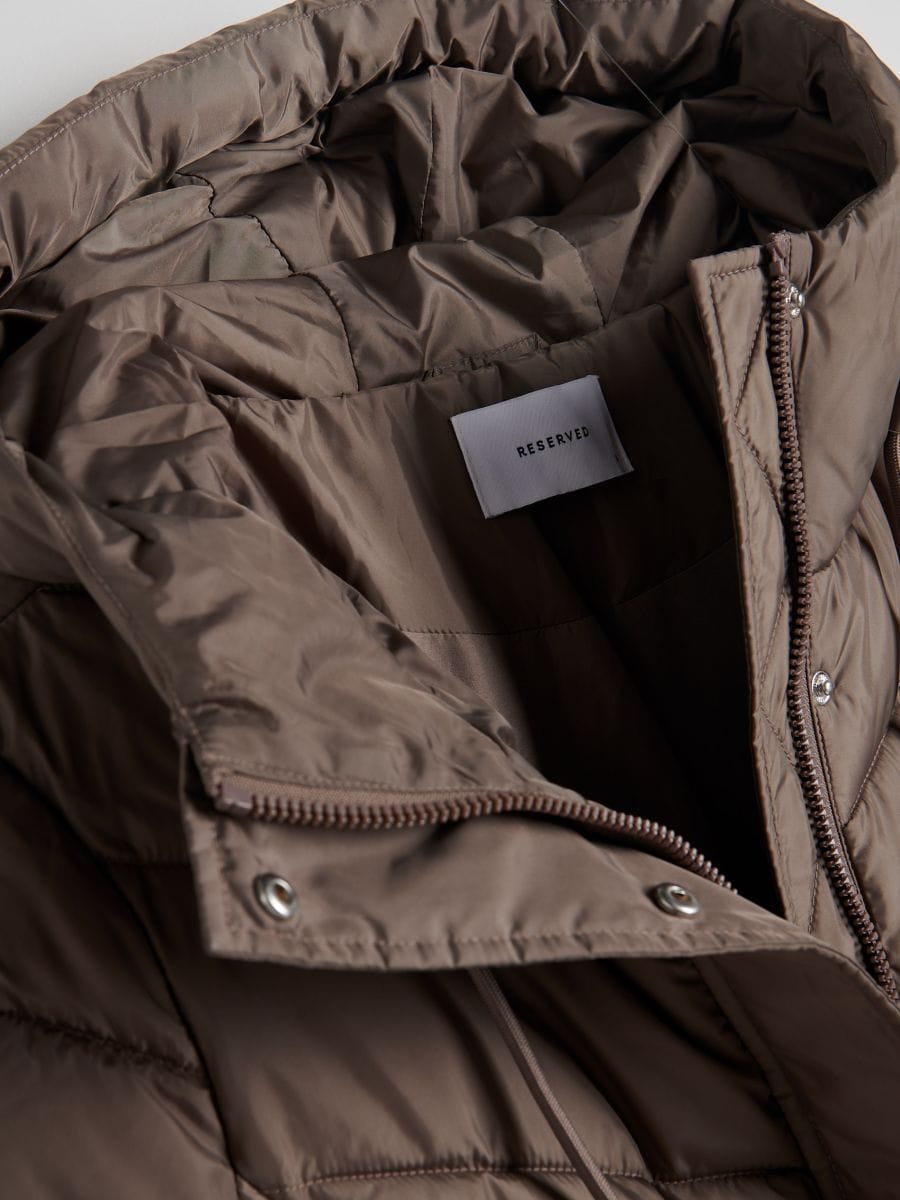 Quilted jacket with hood - taupe - RESERVED - 5