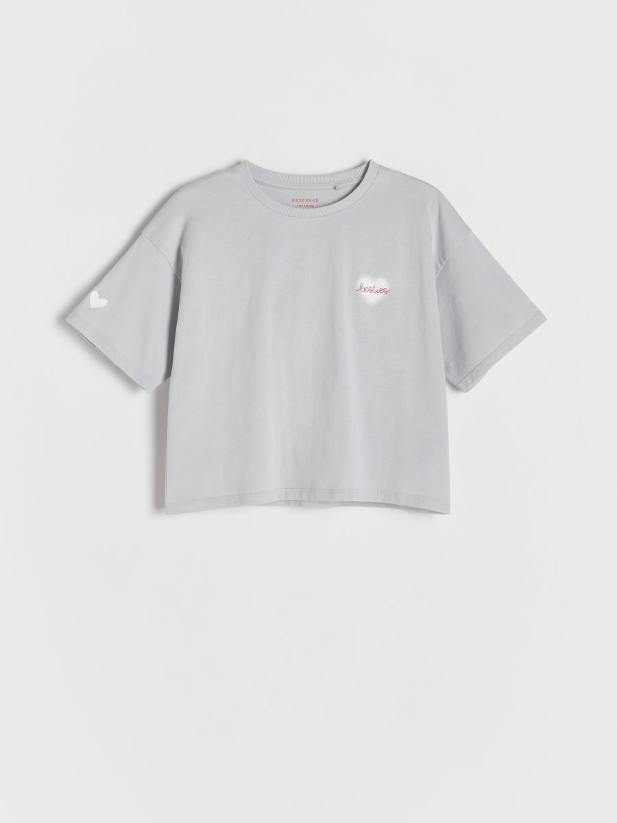 Cropped T-shirt - light grey - RESERVED