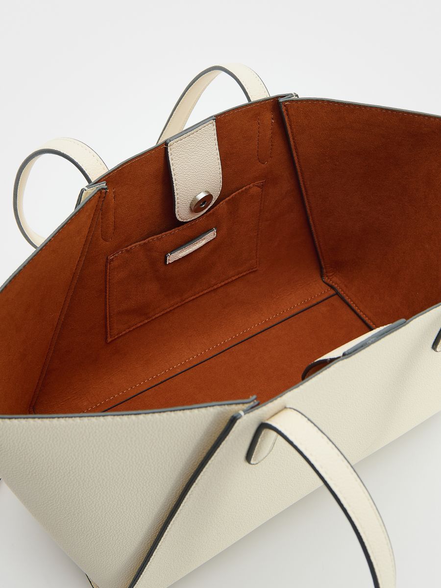 Shopper torba od veštačke kože - krem - RESERVED - 6