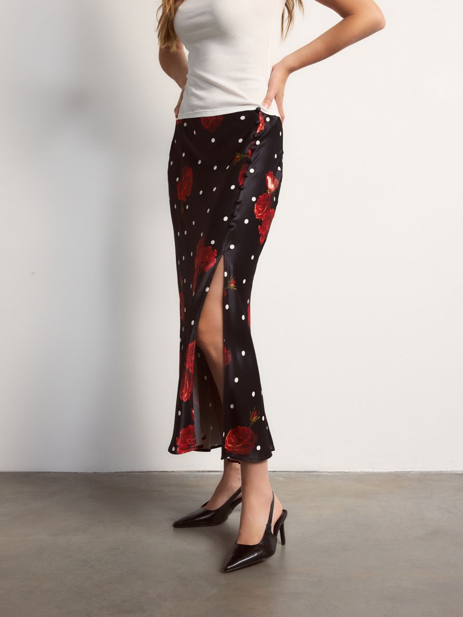 Floral skirt - black - RESERVED