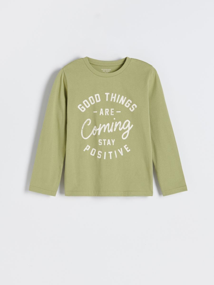 Long sleeve T-shirt with print - light olive - RESERVED - 2
