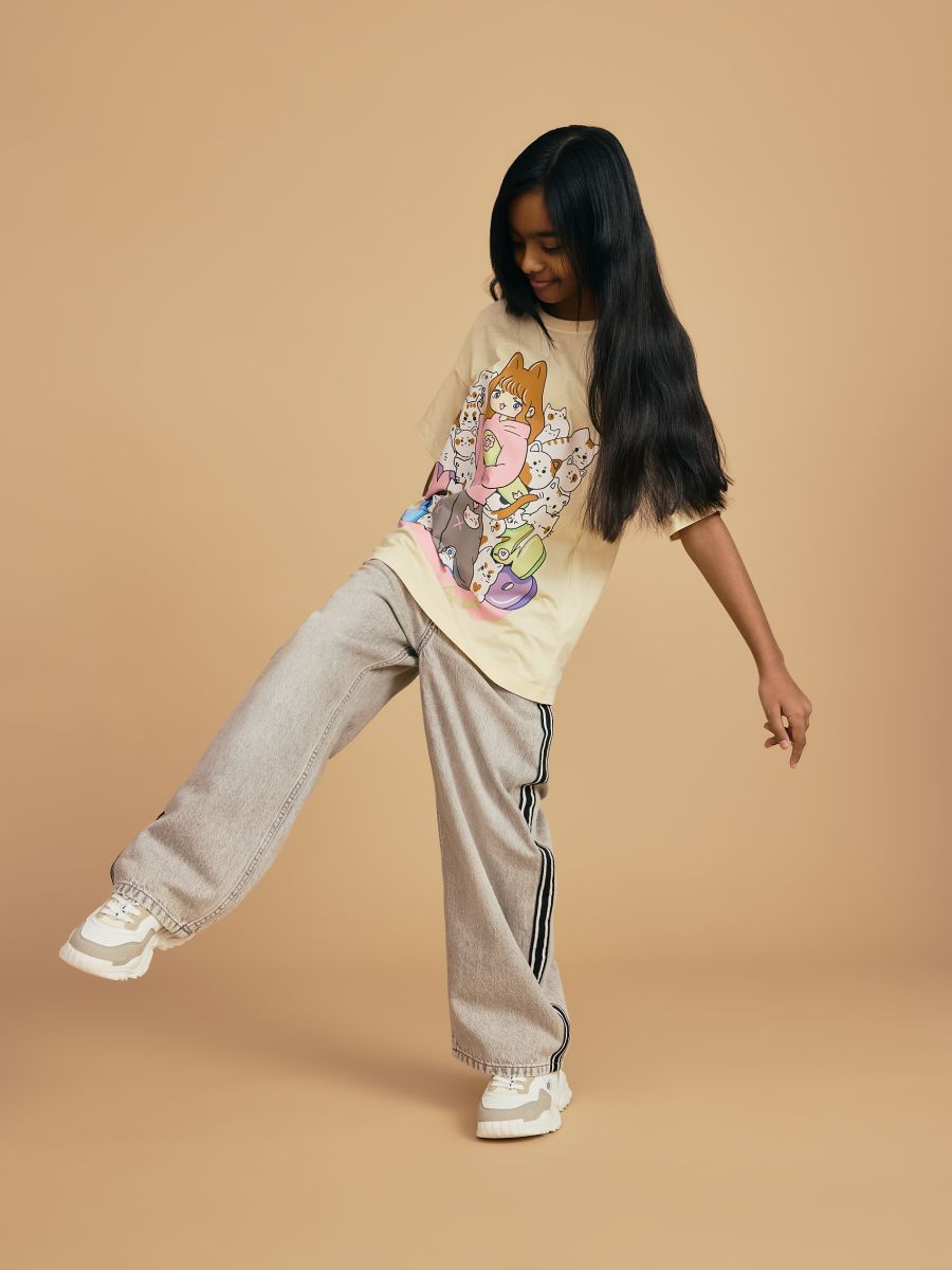Cotton T-shirt with print - beige - RESERVED - 4