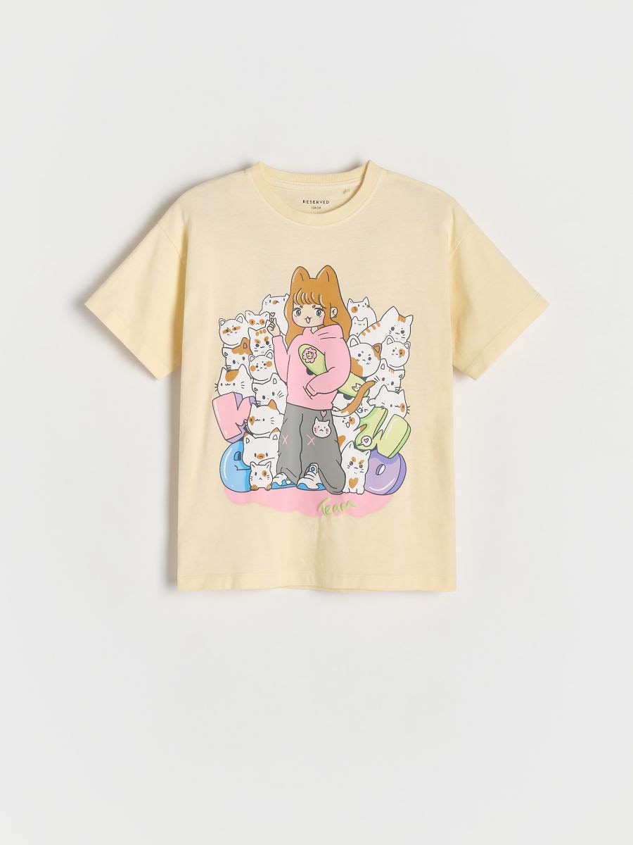 Cotton T-shirt with print - beige - RESERVED - 2