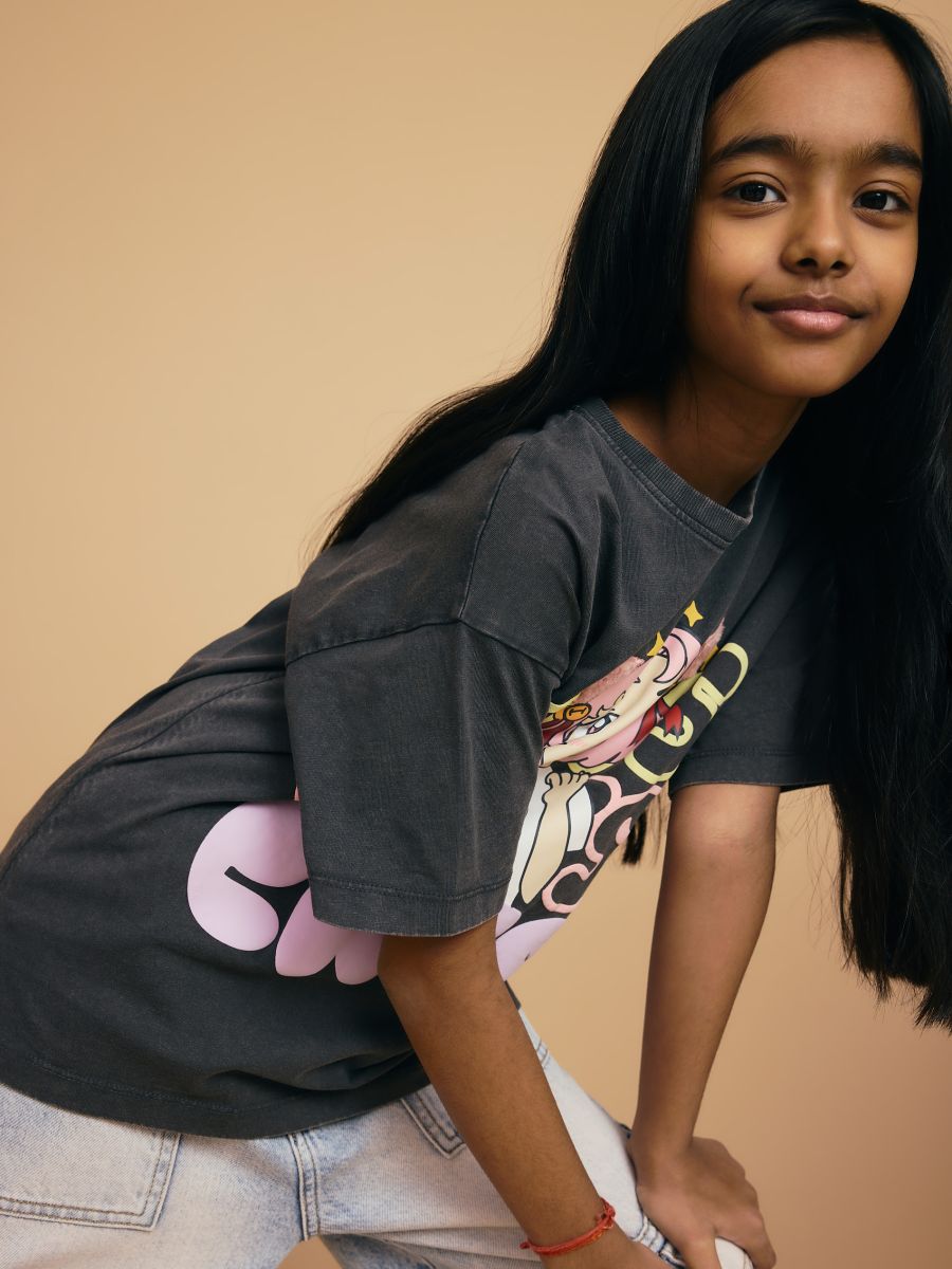 Cotton T-shirt with print - dark grey - RESERVED - 4