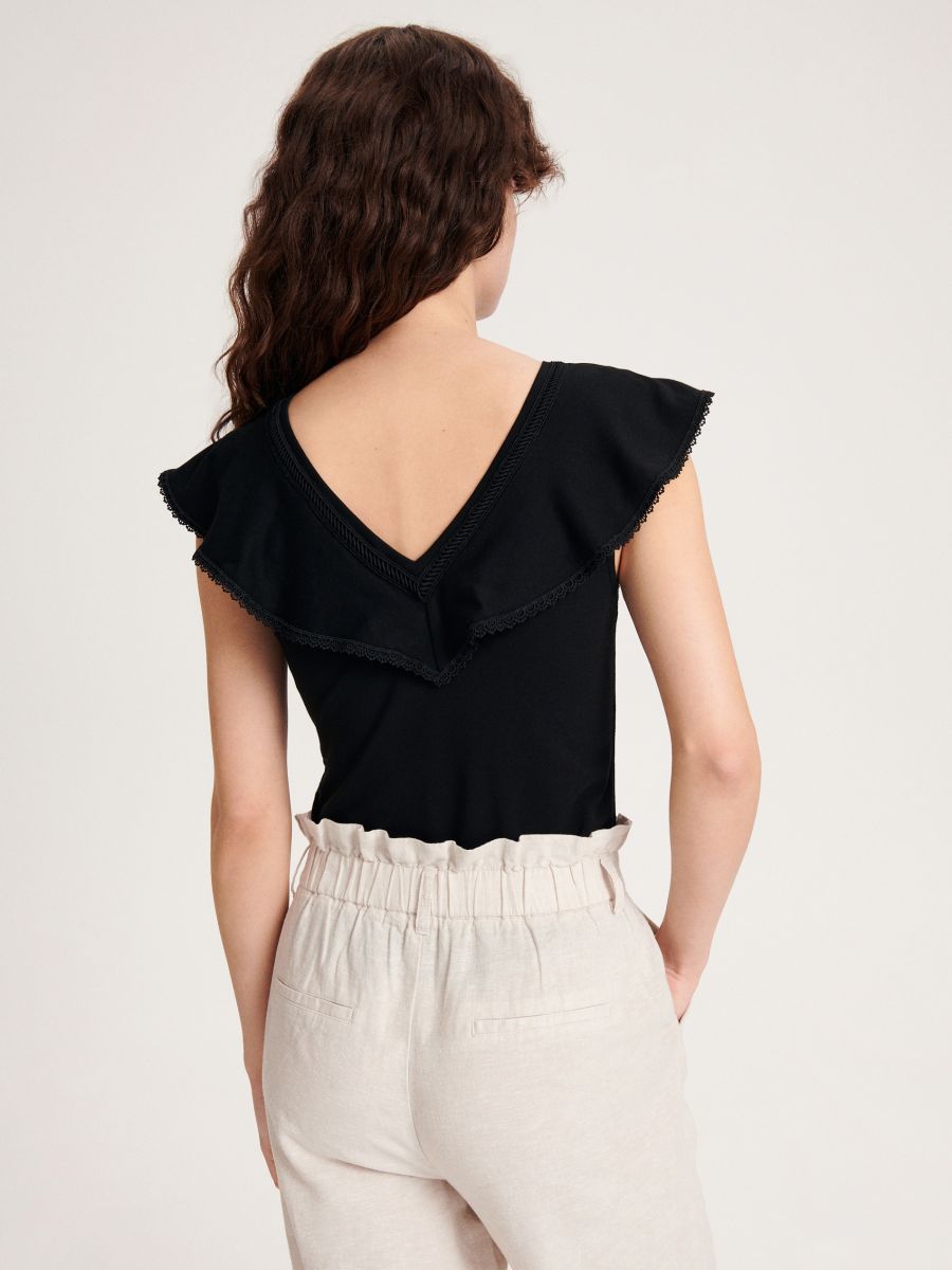 Top with ruffle detail - black - RESERVED - 3