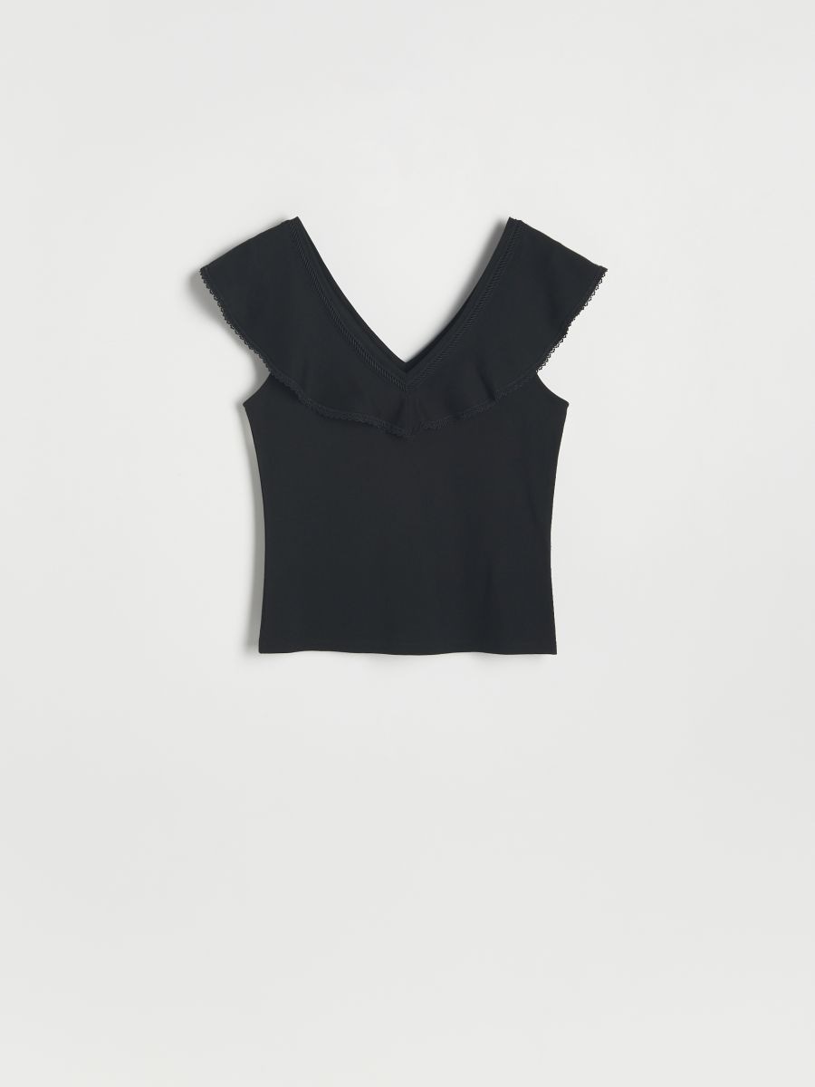 Top with ruffle detail - black - RESERVED - 4